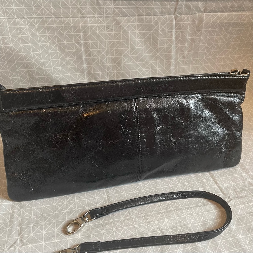Hobo International Patchwork Black Leather Clutch Shoulder Bag - Picture 3 of 6